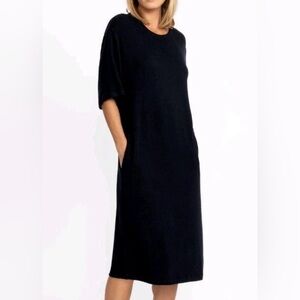 Johnny Was Calme Black Dress XXL Plus Size Knit Maxi Pockets Eco Sustainable Lux